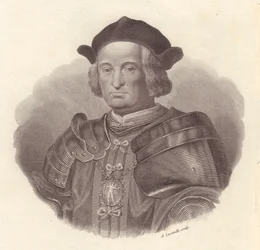 Portrait of Italian military leader and politician Gian Giacomo Trivulzio (1440-1518), engraved by Locatelli
