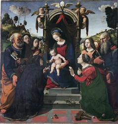 Virgin and Child on the throne surrounded by saints