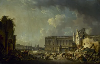 Clearing the colonnade of the Louvre, circa 1756