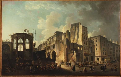 The demolition of the Church of the Holy Innocents, rue Saint-Denis, circa 1787