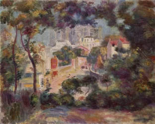 The Gardens of Montmartre with a View of Sacré-Cœur under Construction