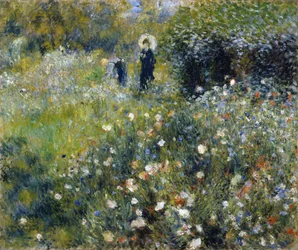Woman with a Parasol in a Garden