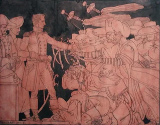 Napoleon I (1769-1821) receiving the surrender of the Egyptian leaders during the Egyptian Campaign, preparatory design for a vase