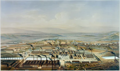 View of the Creusot and Chateau de la Verrerie Workshops