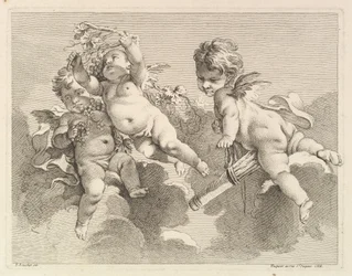 Three Loves, One holding a Quiver, the Other, Grapes
