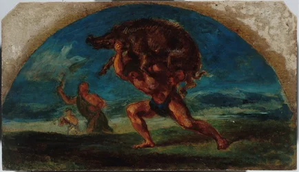 Sketch for the Salon de la Paix of the Hôtel de Ville de Paris: Hercules and the Erymanthian Boar, after Delacroix, between 1852 and 1854