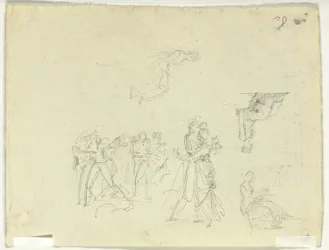 Sheet of Sketches: Crowd and Individual Figures