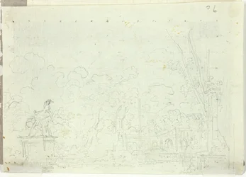 View of the Park at Versailles: Equestrian Statue Among Trees