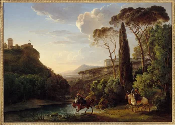 Italian landscape with three knights