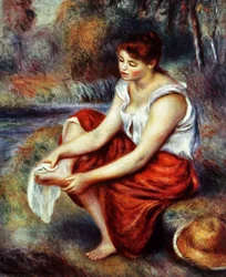 Girl Wiping Her Feet