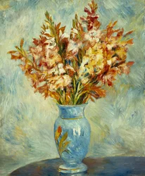 Gladioli in Blue Vase