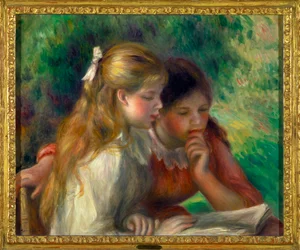 Reading - Two Little Girls Deeply Engrossed in Reading - 1892, dimensions 0.55 x 0.65 m, Paris, Musée du Louvre, mandatory mention: Donation Hélène et Victor Lyon