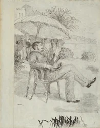 On the Terrace of a Hotel in Bordighera: The Painter Jean Martin Reviews His Bill (Illustration for Edmond Renoir
