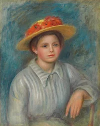 Portrait of a Woman with a Hat with Flowers