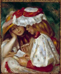 Two Young Girls Reading. Painting by Pierre Auguste Renoir (1841-1919)