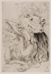 Two Young Girls Pinning Flowers on Their Hats, c.1894