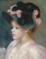 Young Girl in a Pink-and-Black Hat, c. 1891