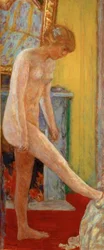 Young Girl Nude in Front of the Fireplace