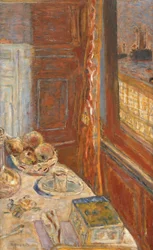 Still Life with Ships Seen Through Window