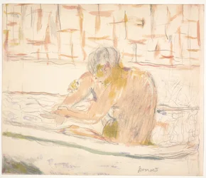 Woman Seated in Her Bath