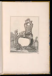 Cartouche with a Fountain in a Garden Setting in the Background