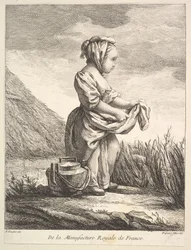Little Girl with a Vessel by Her Feet, from Premier Livre de Figures