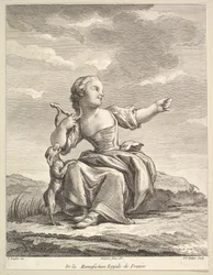 Little Girl Playing with a Dog, from Deuxième Livre de Figures d