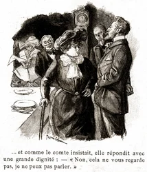 "Boule de Suif": Elisabeth Rousset refuses to answer the count, early 20th century
