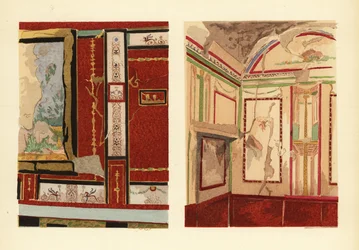 House of Tullius Faustus on the Strada della Fortuna (left), and house of Popidius Priscus (right), Pompeii, Room of a house located on the street of Fortune, Region IV