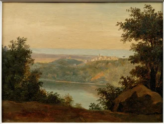The Lake of Nemi; In the Distance the City of Genzano
