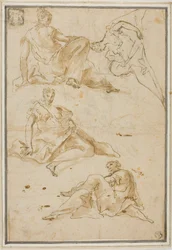 Sketches of Four Draped Female Figures