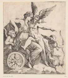 Venus and Amor in a Triumphal Chariot, Surrounded by Putti