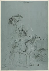 Seated Man with Dog