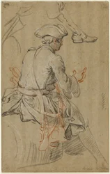 Sketch of Man on Horseback, with Separate Sketch of his Right Foot