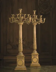 A Pair of Empire Ormolu Twelve-Branch Candelabra, Early 19th Century