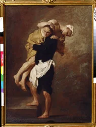 Two figures. Painting by Pierre Subleyras (1699-1749). Oil on canvas, 66 x 49 cm, c. 1736. French art of the 18th century. Pushkin Museum of Fine Arts, Moscow.
