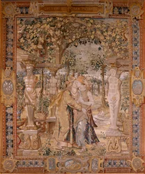 Vertumnus Kisses Pomona (Flemish Tapestry)