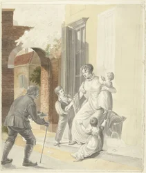 Beggar Receiving Alms from a Lady