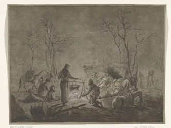 Bivouac of Cossacks by Fire During French Occupation in 1813 in Amsterdam