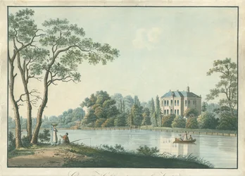 View of Over Holland house with tea dome on the Vecht in Nieuwersluis