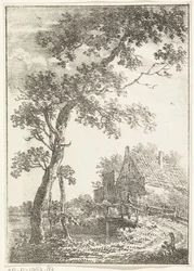 Landscape with Tree, Bridge, and House