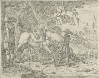 Saddled Horse with Soldiers