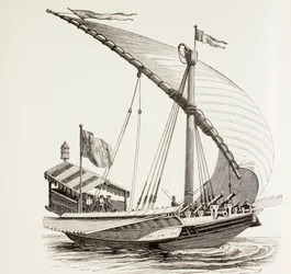 Pontifical Galley with Sails, Oars and Heavy Artillery, c.1808