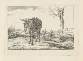 A Donkey and Two Goats