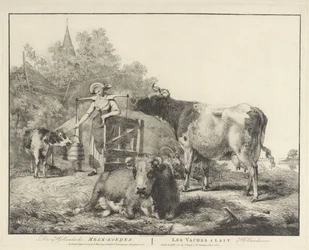 Cows and a Milkmaid (title on object: The Dutch Milk Cows)