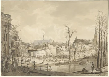 Ruins on the North Side of the Steenschuur after the Gunpowder Explosion in Leiden, January 12, 1807