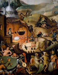 Hell, (detail) of Last Judgment, ca 1554, painting by Pieter Huys, oil on panel