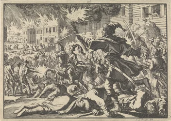 Fighting in the Streets of Moscow Between Russians and Poles in 1611