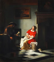 A Gentleman Reading a Letter to His Wife