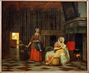 Interior with Mother Feeding Her Child, and a Maid